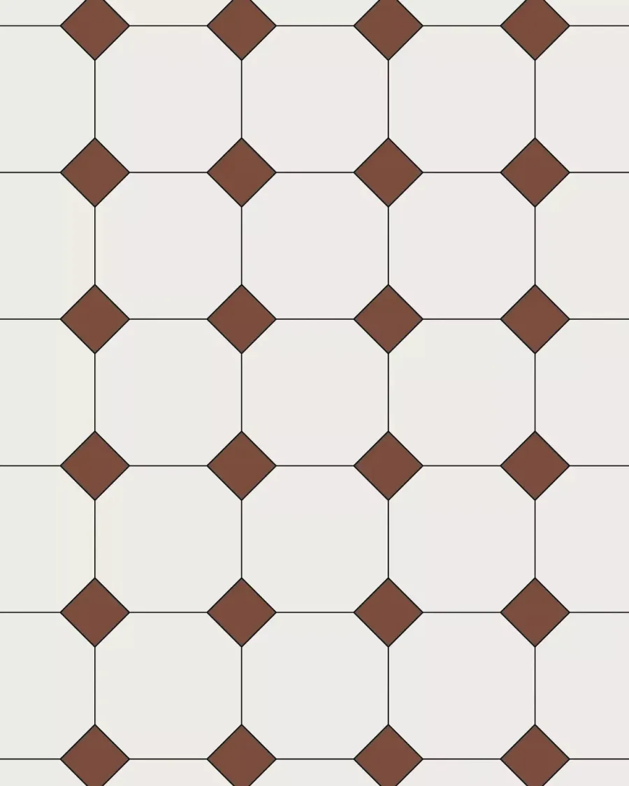 Winckelmans Oktagonklinker|Klinker Hall|Oktagonklinker - 15 x 15 cm vit/röd