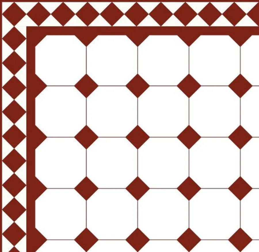 Winckelmans Oktagonklinker|Klinker Hall|Oktagonklinker - 15 x 15 cm vit/röd