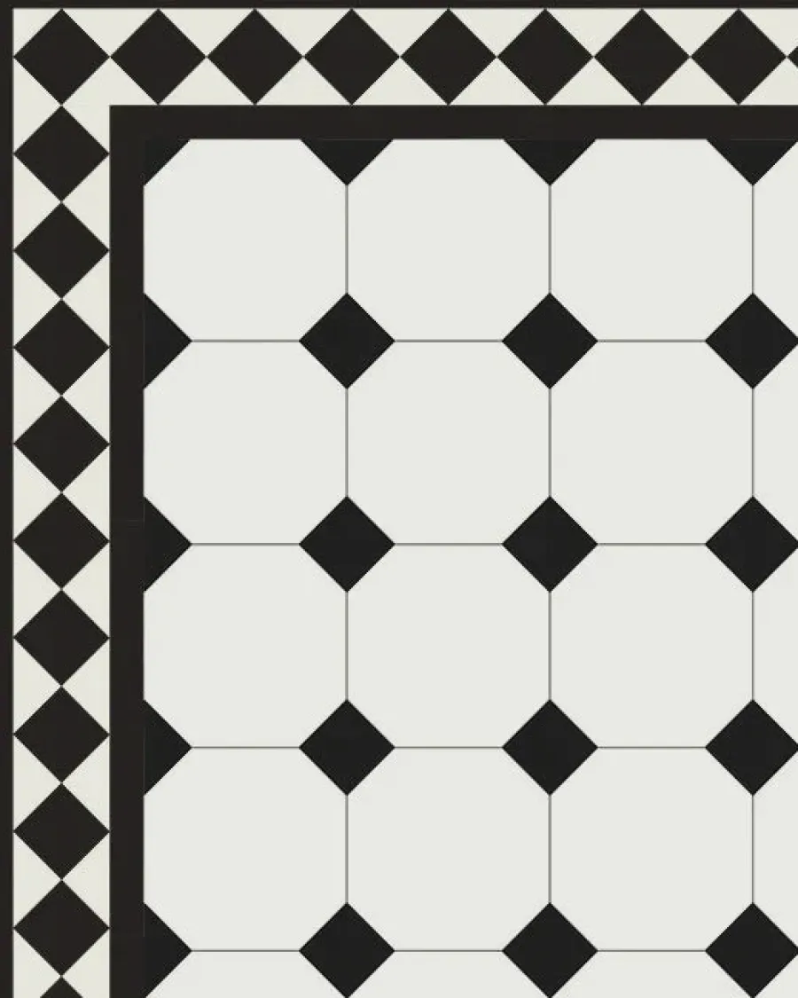 Winckelmans Oktagonklinker|Klinker Hall|Oktagonklinker - 15 x 15 cm vit/svart