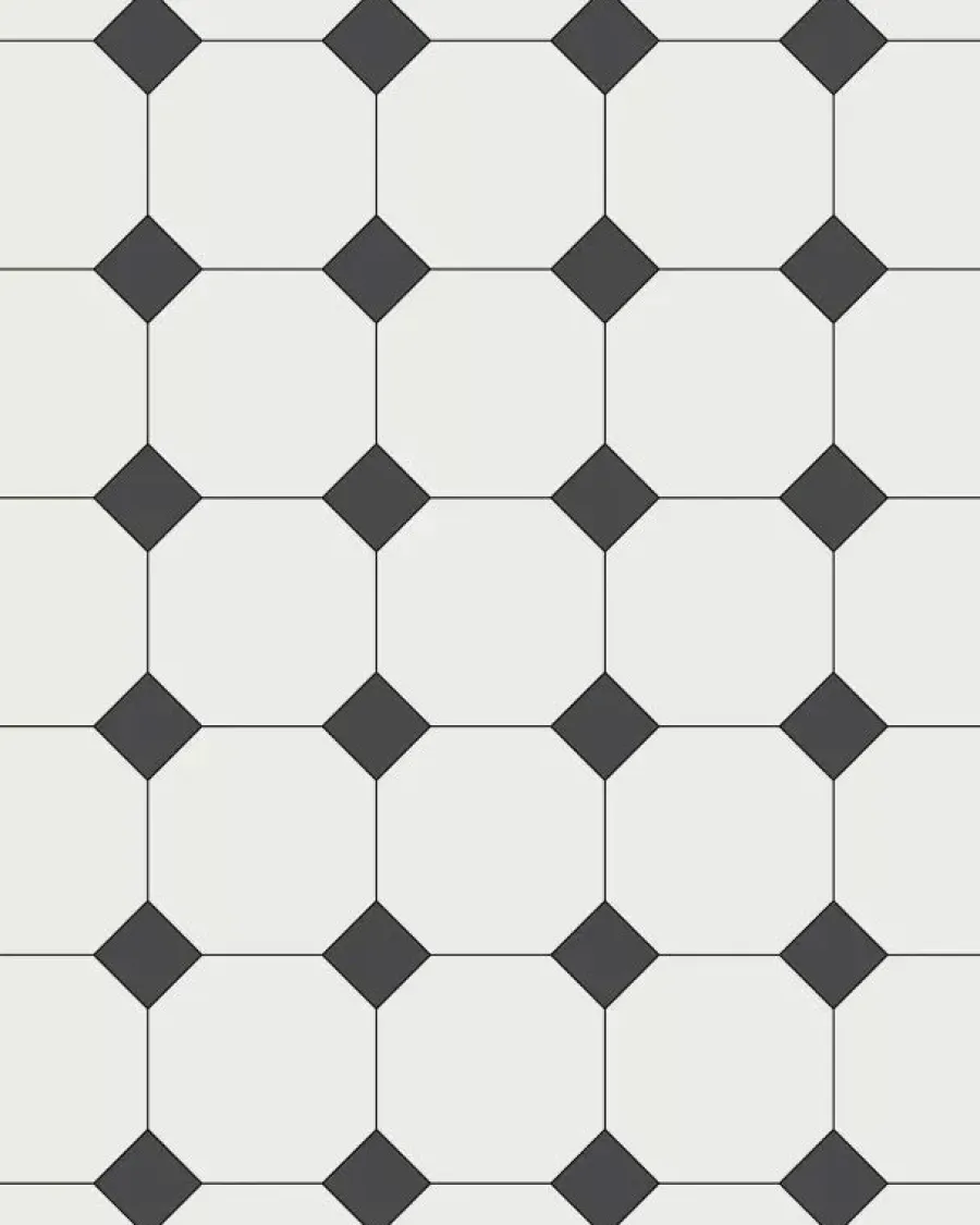 Winckelmans Oktagonklinker|Klinker Hall|Oktagonklinker - 15 x 15 cm vit/svart