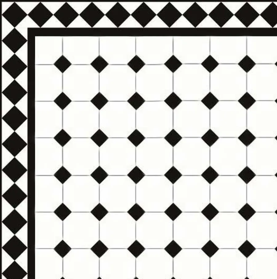 Winckelmans Oktagonklinker|Klinker Hall|Oktagonklinker - 10 x 10 cm vit/svart
