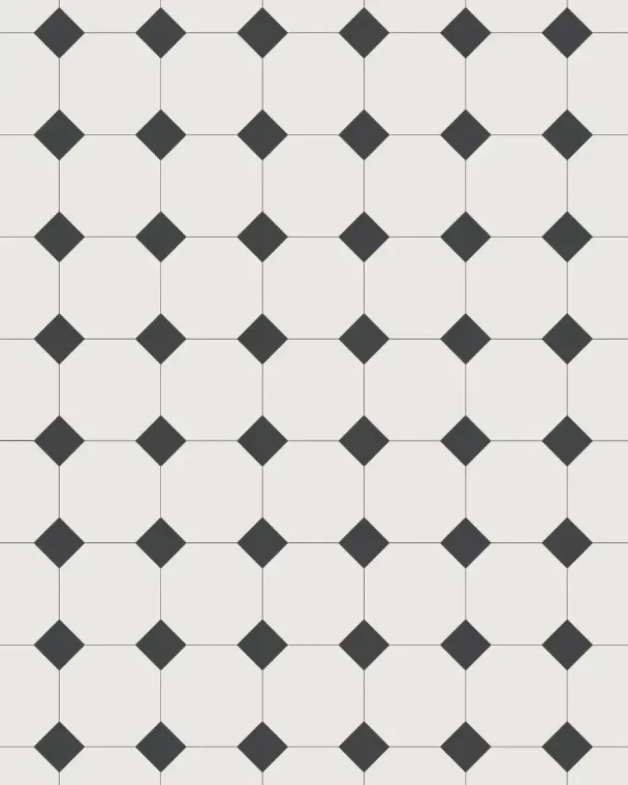 Winckelmans Oktagonklinker|Klinker Hall|Oktagonklinker - 10 x 10 cm vit/svart