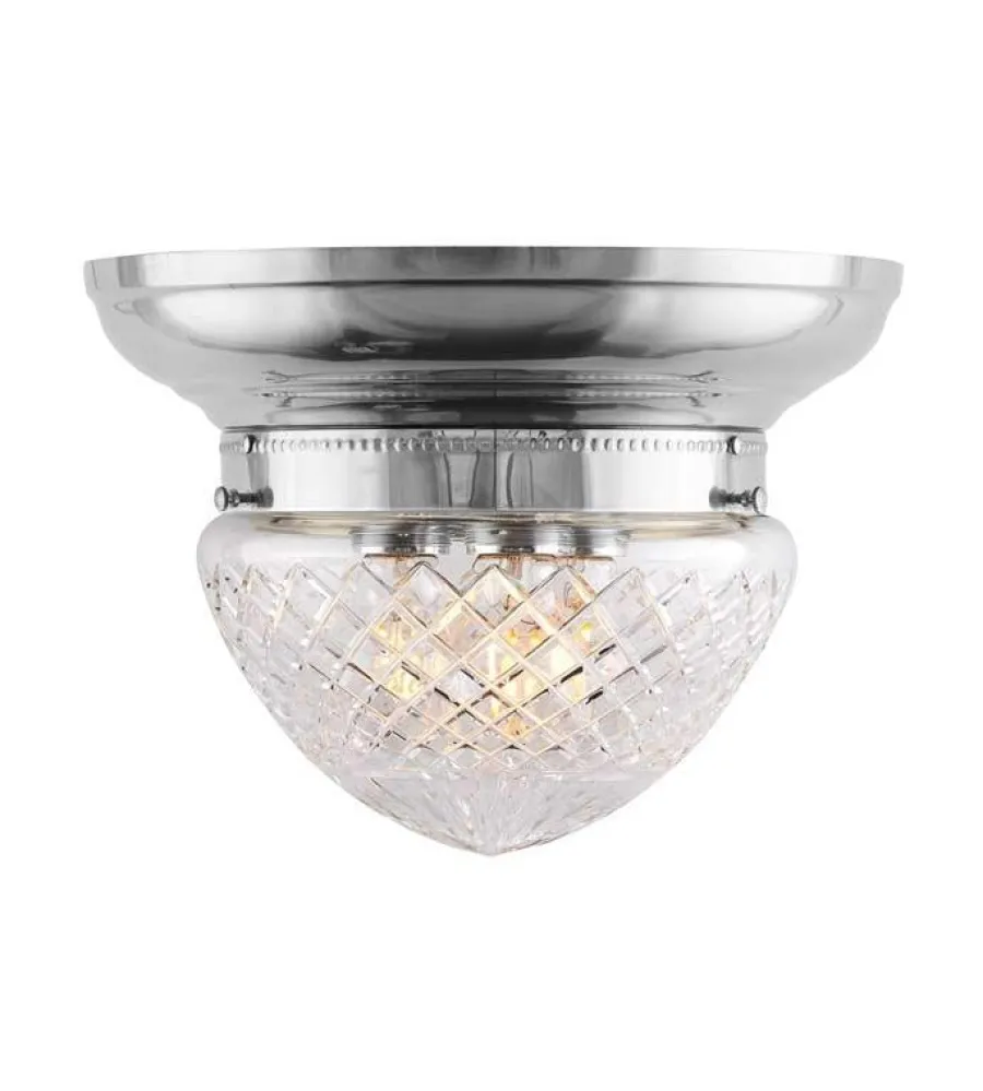 Karlskrona Lampfabrik Stora Taklampor|Plafonder|Plafond - Taklampa Frödingplafond 200 nickel, slipat klarglas