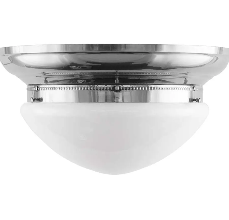 Karlskrona Lampfabrik Stora Taklampor|Plafonder|Plafond - Taklampa Frödingplafond 300 nickel, opalvit skärm
