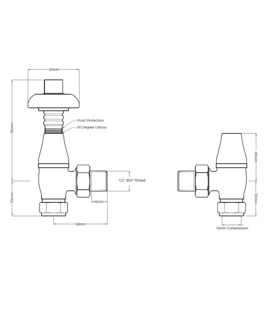 Arroll Limited Radiatorer|Ventiler & Vred|Radiatorventil termostat - Chelsea Borstat nickel