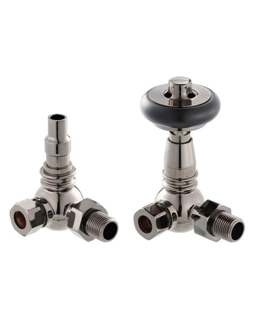 Arroll Limited Radiatorer|Ventiler & Vred|Radiatorventil termostat - York (vinklad) svart nickel/trä