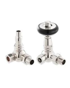 Arroll Limited Radiatorer|Ventiler & Vred|Radiatorventil termostat - York (vinklad) nickel/trä