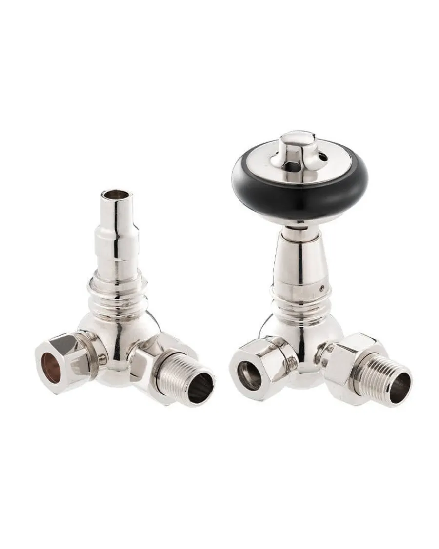 Arroll Limited Radiatorer|Ventiler & Vred|Radiatorventil termostat - York (vinklad) nickel/trä