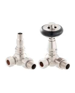 Arroll Limited Radiatorer|Ventiler & Vred|Radiatorventil termostat - York (vinklad) borstat nickel/trä