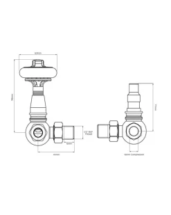 Arroll Limited Radiatorer|Ventiler & Vred|Radiatorventil termostat - York (vinklad) antikbehandlad/trä