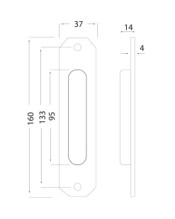 Becchetti Angelo Bal Srl Skjutdörrshandtag|Draghandtag|Skjutdörrshandtag - Linnéstaden mässing 160x37 mm