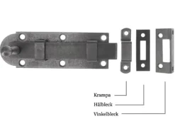 Eskilstuna Kulturbeslag AB Gammaldags Lås|Skottregel - Aug. Stenman 612 med hålbleck, stål 135 mm