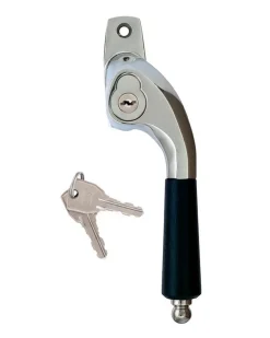 Sibes Metall AB Låsbara Spanjoletthandtag|Spanjoletthandtag låsbart - Låsbolaget nickel böjd med lås