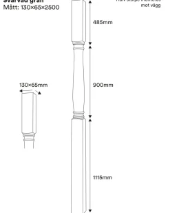 Nordingrå Trä AB Pelare & Stolpar|Svarvad pelare - Halvstolpe 2500 x 130 mm
