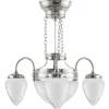 Karlskrona Lampfabrik Amplar|Stora Taklampor|Takkrona - Trearmad ringkrona nickel, slipat mattglas