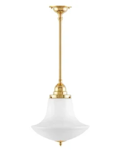 Karlskrona Lampfabrik Pendellampor|Taklampa - Byströmpendel 100 mässing, klottrattskärm