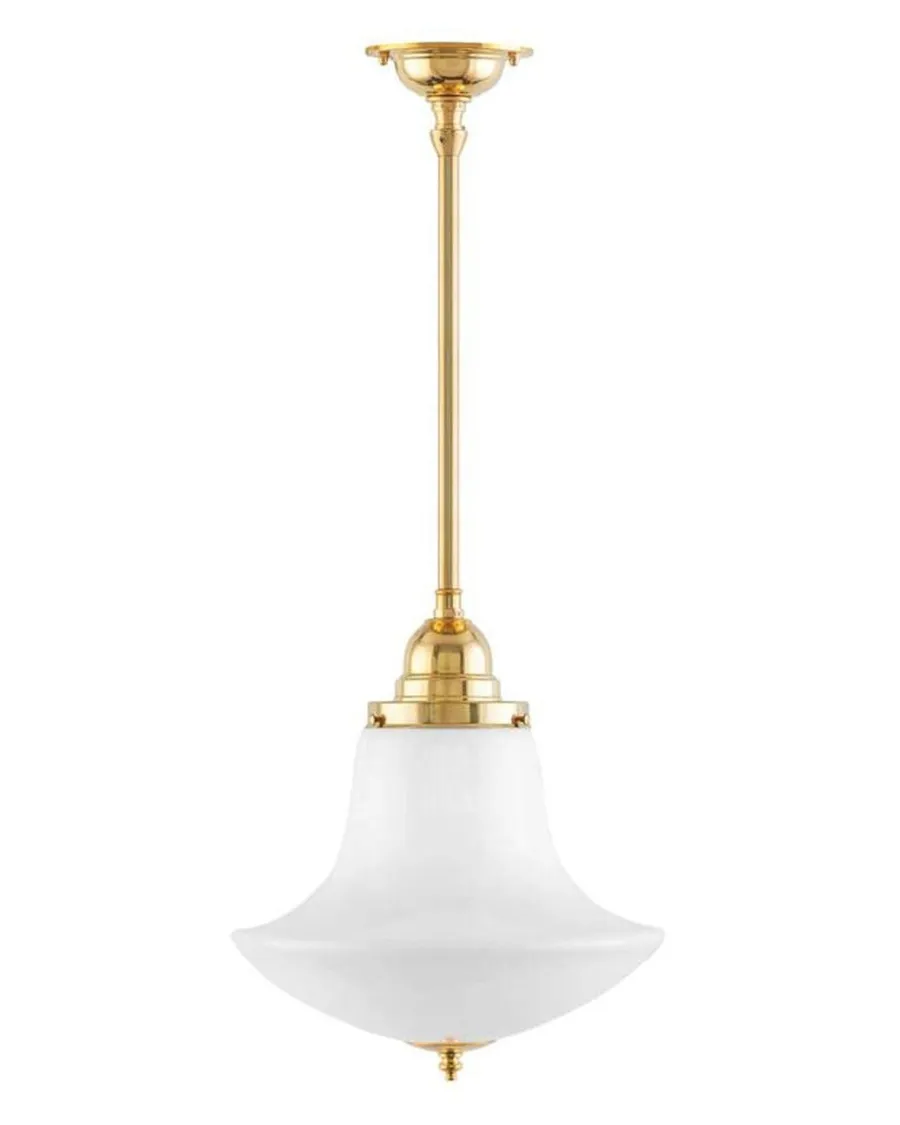 Karlskrona Lampfabrik Pendellampor|Taklampa - Byströmpendel 100 mässing, klottrattskärm
