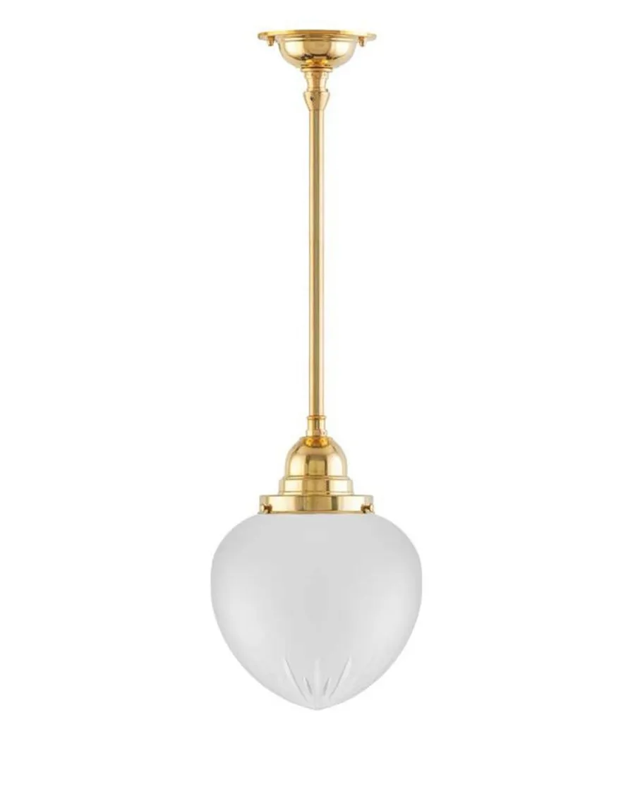 Karlskrona Lampfabrik Pendellampor|Taklampa - Byströmpendel 100 mässing, mattdroppe
