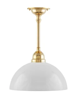 Karlskrona Lampfabrik Små Taklampor|Pendellampor|Taklampa - Byströmpendel 60 mässing, vit halvsfär