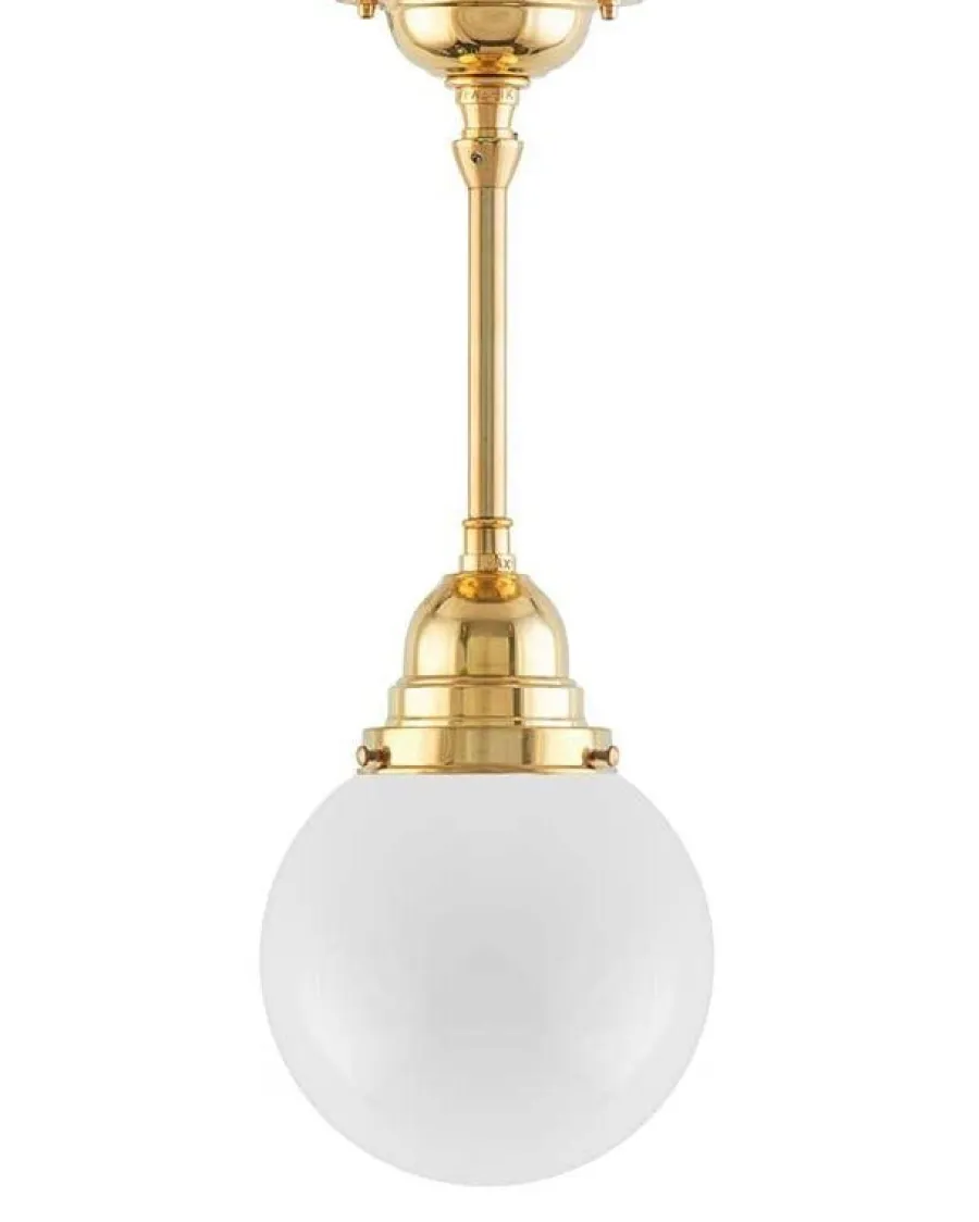 Karlskrona Lampfabrik Små Taklampor|Pendellampor|Taklampa - Byströmpendel 80 mässing, klotskärm