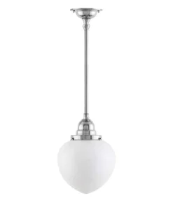 Karlskrona Lampfabrik Pendellampor|Taklampa - Byströmpendel 100 nickel, vit droppe