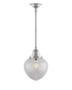 Karlskrona Lampfabrik Pendellampor|Taklampa - Byströmpendel 100 nickel, klardroppe