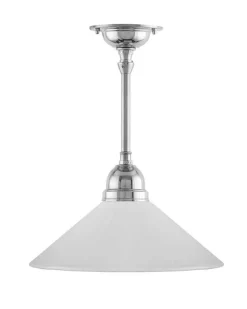 Karlskrona Lampfabrik Små Taklampor|Pendellampor|Taklampa - Byströmpendel 60 nickel, vit skomakarskärm
