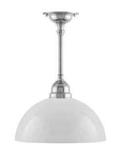 Karlskrona Lampfabrik Små Taklampor|Pendellampor|Taklampa - Byströmpendel 60 nickel, vit halvsfär