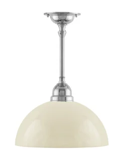 Karlskrona Lampfabrik Små Taklampor|Pendellampor|Taklampa - Byströmpendel 60, nickel benvit halvsfär