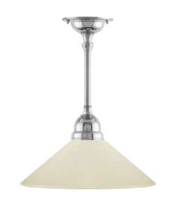 Karlskrona Lampfabrik Små Taklampor|Pendellampor|Taklampa - Byströmpendel 60, nickel benvit skomakarskärm