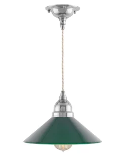 Karlskrona Lampfabrik Små Taklampor|Pendellampor|Taklampa - Byström sladdpendel 60 nickel, grön skärm