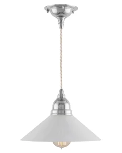 Karlskrona Lampfabrik Små Taklampor|Pendellampor|Taklampa - Byström sladdpendel 60 nickel, vit skärm