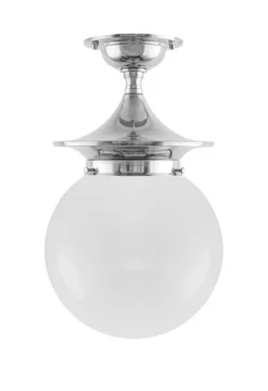 Karlskrona Lampfabrik Klotlampor - Tak|Taklampa - Dahlberg 100 nickel, opalvit klotskärm