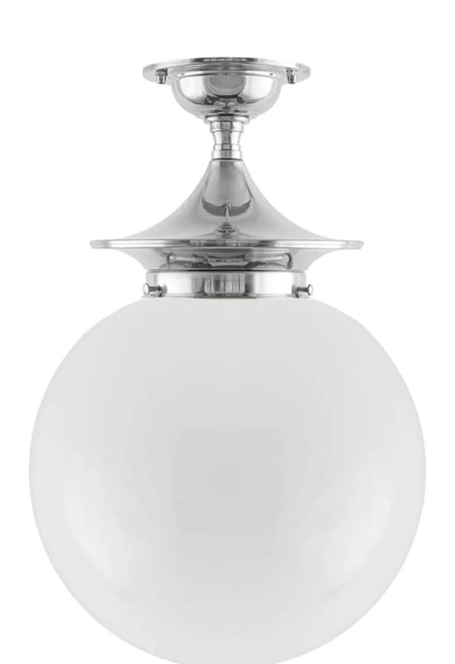 Karlskrona Lampfabrik Klotlampor - Tak|Taklampa - Dahlberg 100 nickel, stor klotskärm