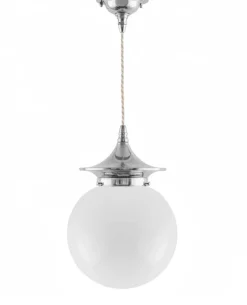 Karlskrona Lampfabrik Pendellampor|Klotlampor - Tak|Taklampa - Dahlberg sladdpendel 100 nickel, stor klotskärm