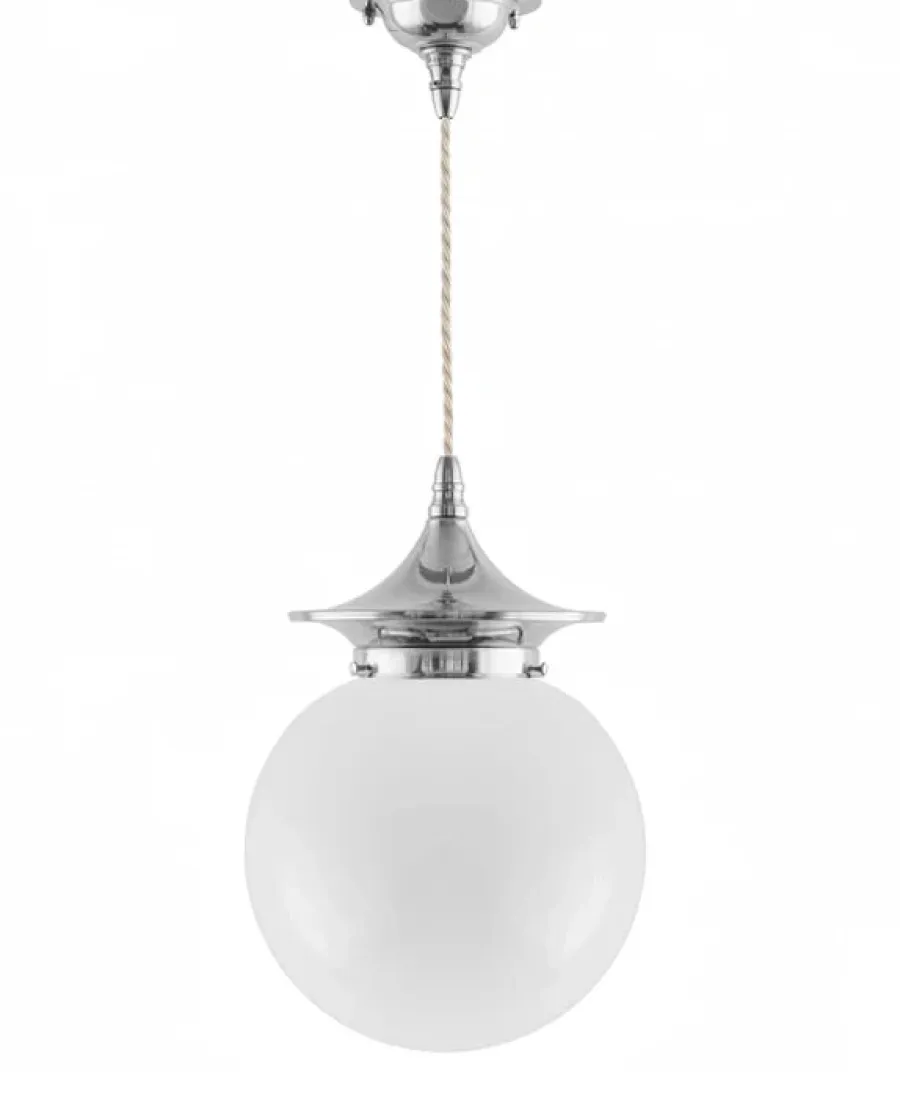 Karlskrona Lampfabrik Pendellampor|Klotlampor - Tak|Taklampa - Dahlberg sladdpendel 100 nickel, stor klotskärm