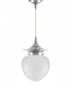 Karlskrona Lampfabrik Pendellampor|Taklampa - Dahlberg sladdpendel 100 nickel, mattglas droppe