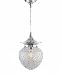 Karlskrona Lampfabrik Pendellampor|Taklampa - Dahlberg sladdpendel 100 nickel, klarglas droppe