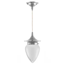 Karlskrona Lampfabrik Små Taklampor|Pendellampor|Taklampa - Dahlberg sladdpendel 80 nickel, mattglas droppe