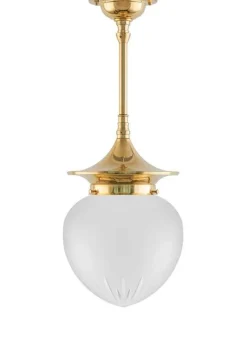 Karlskrona Lampfabrik Pendellampor|Taklampa - Dahlbergspendel 100 mässing, mattglas droppe