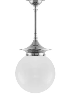 Karlskrona Lampfabrik Pendellampor|Klotlampor - Tak|Taklampa - Dahlbergspendel 100 nickel, opalvit klotskärm