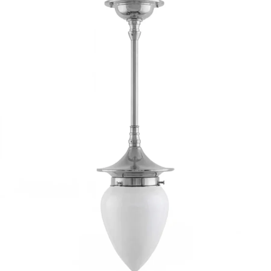 Karlskrona Lampfabrik Små Taklampor|Pendellampor|Taklampa - Dahlbergspendel 80 nickel, opalvit droppe