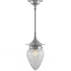 Karlskrona Lampfabrik Små Taklampor|Pendellampor|Taklampa - Dahlbergspendel 80 nickel, klarglas droppe