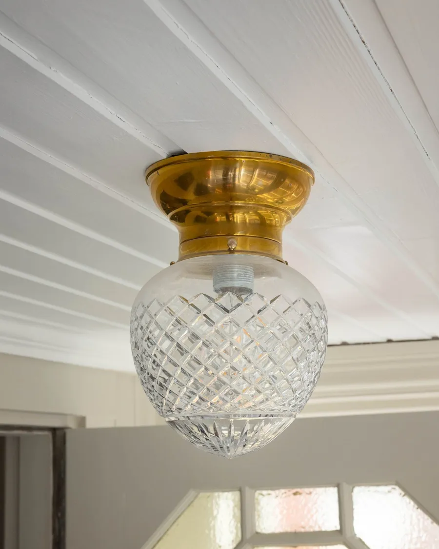 Karlskrona Lampfabrik Plafonder|Taklampa - Frödingplafond 100 mässing klardroppe