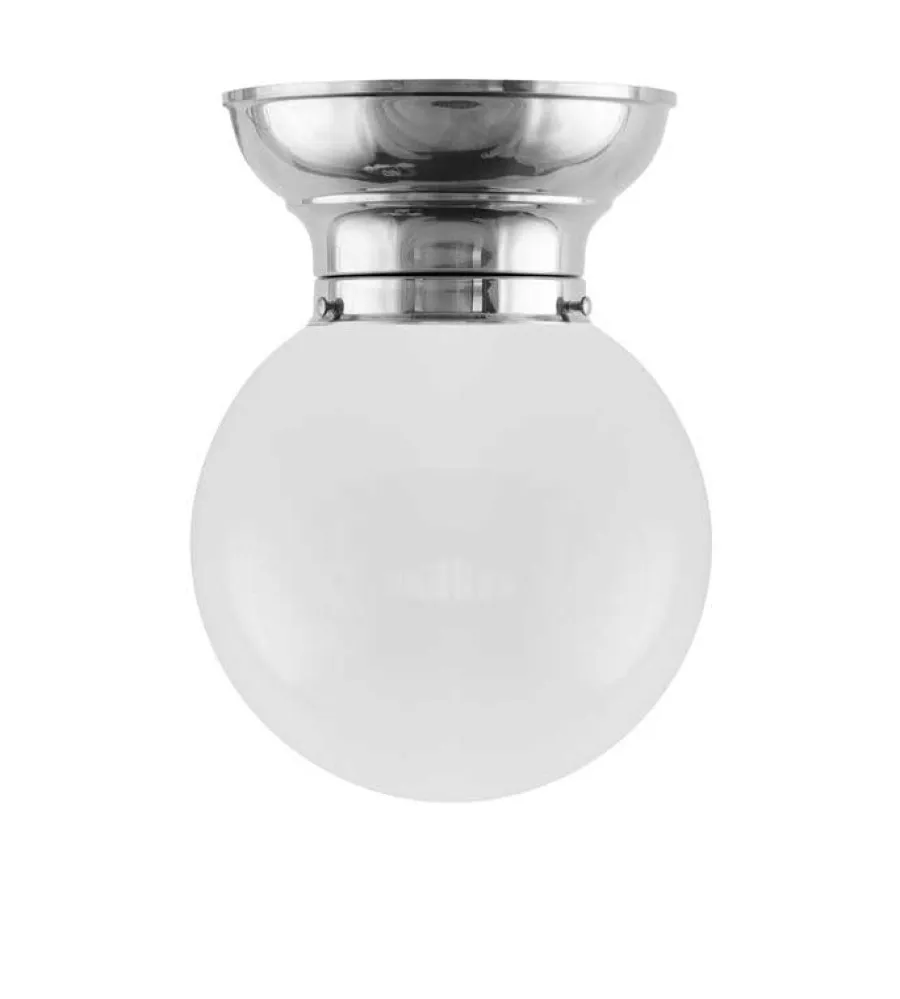 Karlskrona Lampfabrik Plafonder|Klotlampor - Tak|Taklampa - Frödingplafond 100 nickel, vit klotskärm