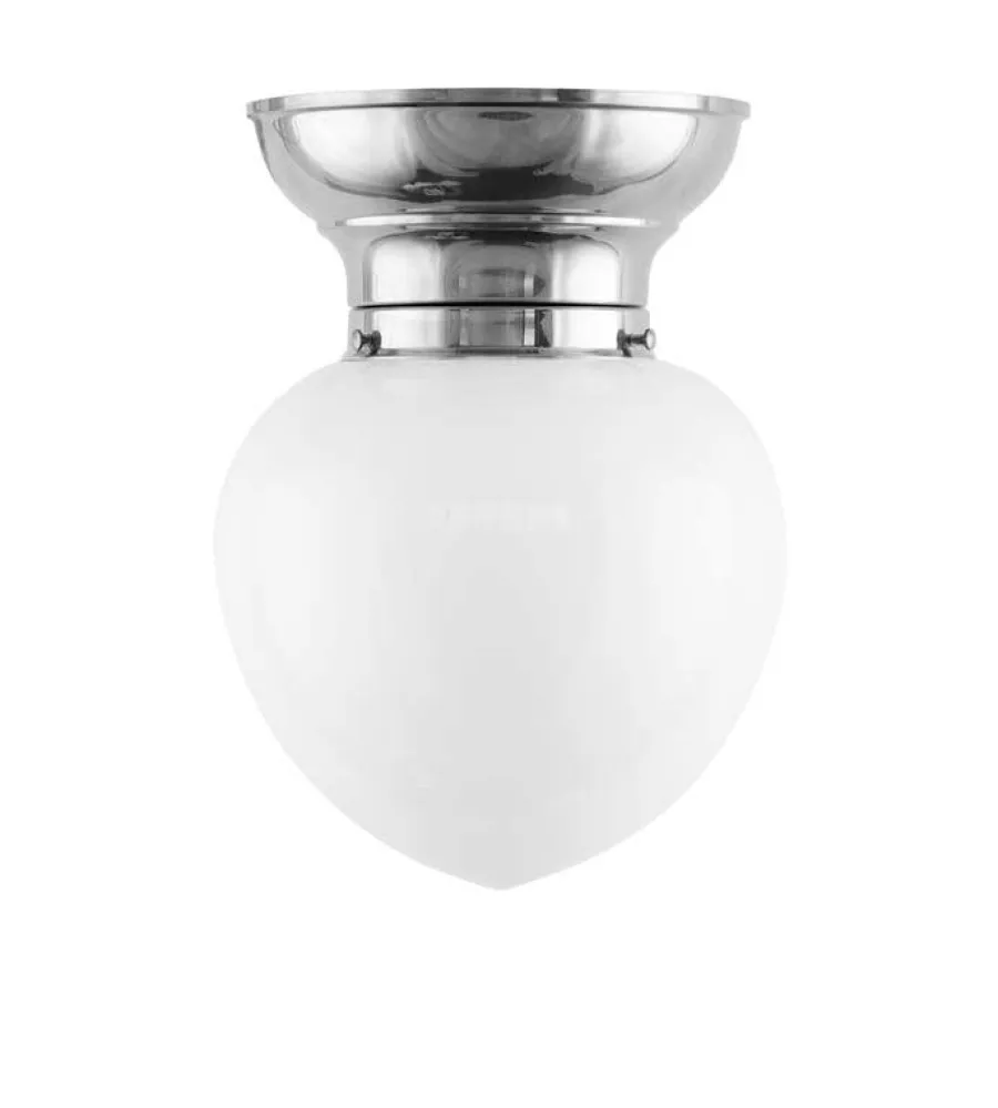 Karlskrona Lampfabrik Plafonder|Taklampa - Frödingplafond 100 nickel, vit droppe