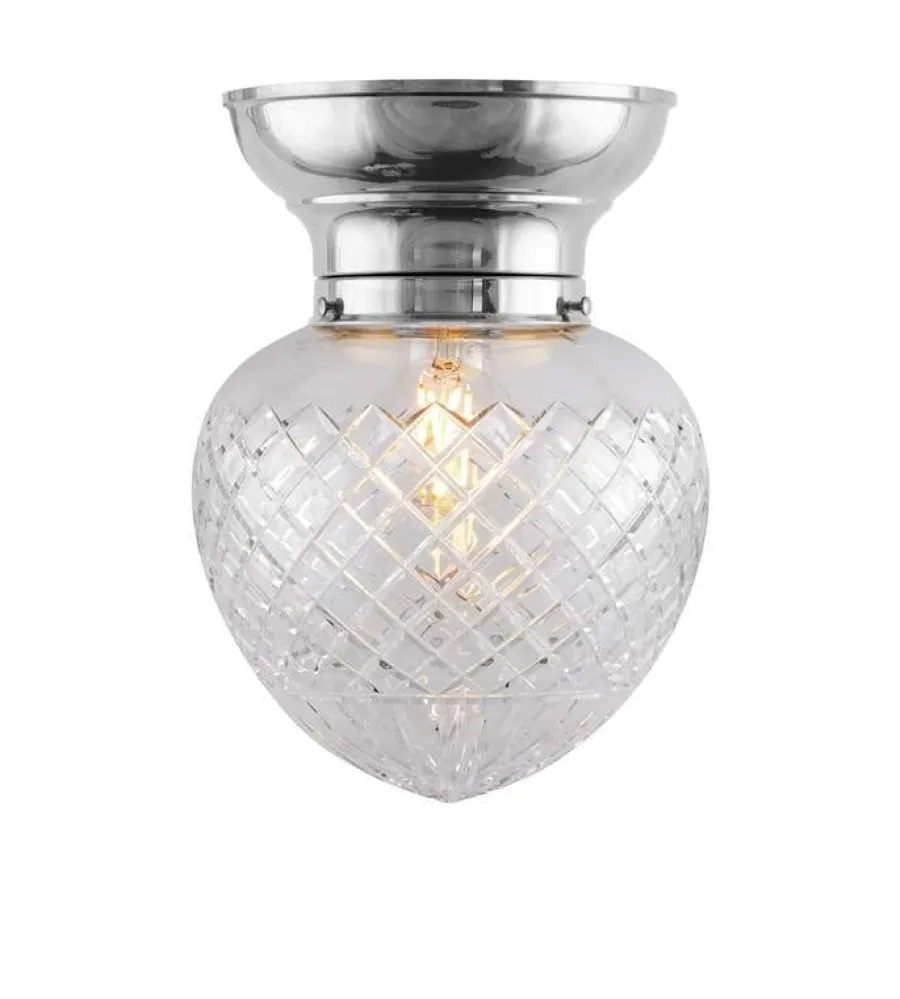Karlskrona Lampfabrik Plafonder|Taklampa - Frödingplafond 100 nickel, klardroppe