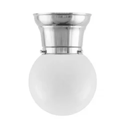 Karlskrona Lampfabrik Små Taklampor|Plafonder|Taklampa - Frödingplafond 80 nickel, opalvit klot