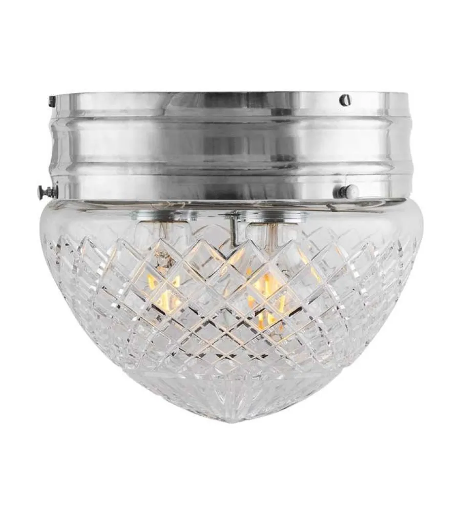 Karlskrona Lampfabrik Stora Taklampor|Plafonder|Taklampa - Heidenstamplafond 200 nickel, klarglas