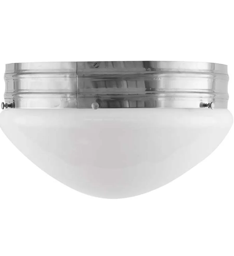 Karlskrona Lampfabrik Stora Taklampor|Plafonder|Taklampa - Heidenstamplafond 300 nickel, opalvit